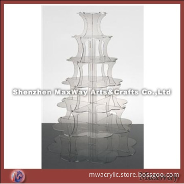 Clear Finely Designed 7 Tier Acrylic Tower Cup Cake Display Stand Rack